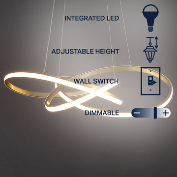 Alexia 25" Abstract Integrated LED Metal Adjustable Pendant - JONATHAN Y